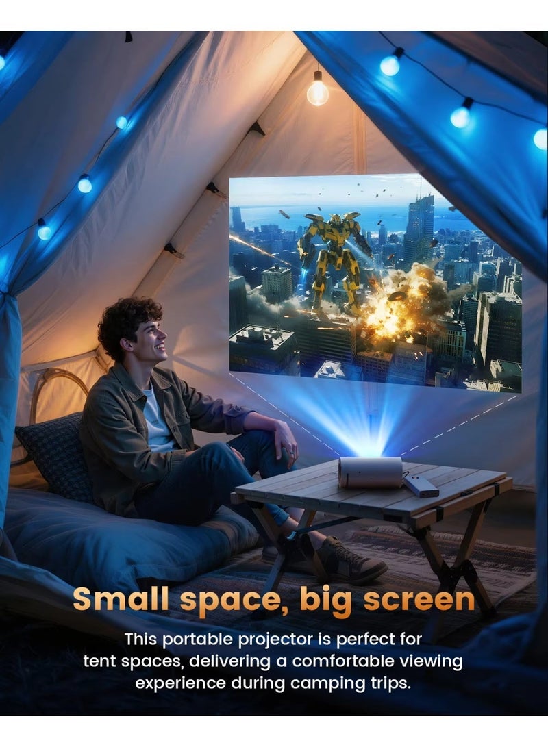 MOCOM Q8 Smart Projector 2025: 1080P Full HD & 200 ISO Lumens Portable Home Theater - Android 13 WiFi 6 Bluetooth 5.0 | 200" Big Screen, Auto Focus, 4K Support, Built-in Speaker | Indoor & Outdoor Mini Movie Projector for Netflix, Gaming, Parties - Image 4